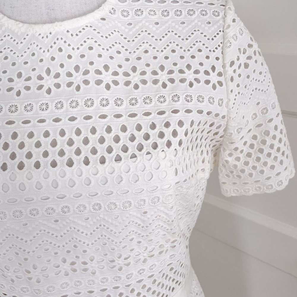 Self-Portrait White Bea Embroidered Eyelet Cutout Bridal Midi Dress US Size 8 - Picture 5 of 9